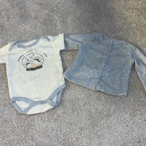 Charming Blue and White Kids Bodysuit Set